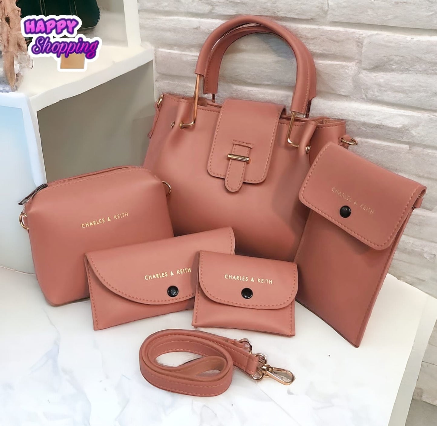 Fashionable Charles & Keith 5-piece Handbag Set